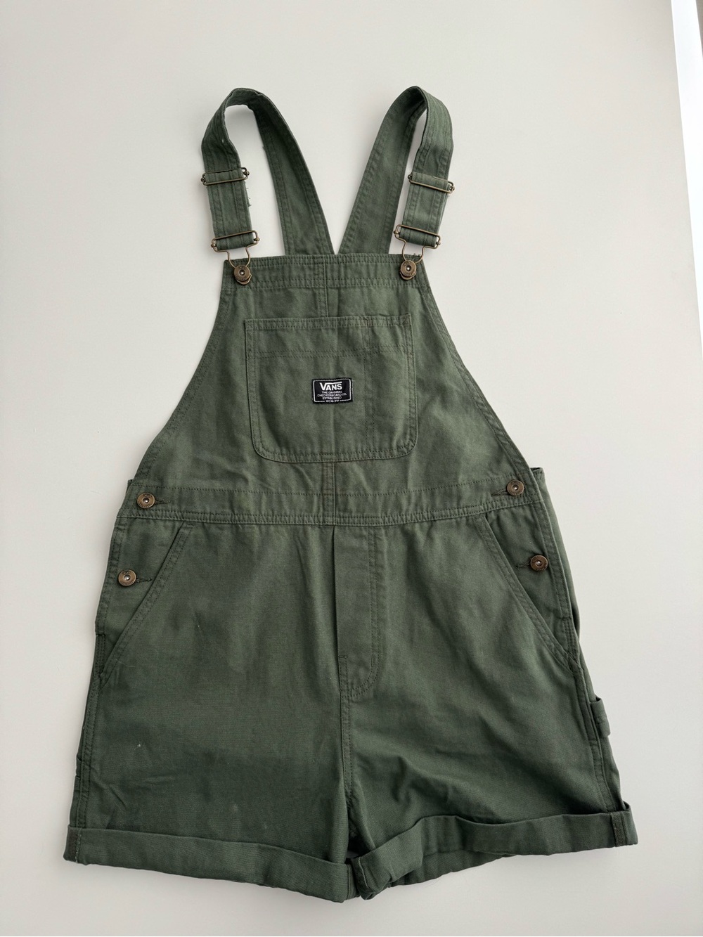 Vans women Olive Green Short Overalls size S, good condition